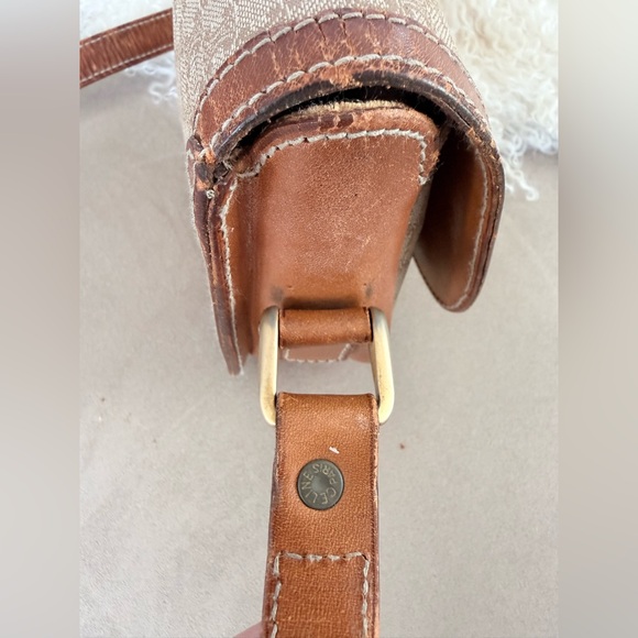 Celine Brown & Beige macadam Leather Trim Crossbody Bag - Picture 13 of 15